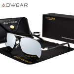 AOWEAR Meeste Lennundus P&auml;ikeseprillid Meestele Polariseeritud Peegel P&auml;ikeseprillid Mehele HD S&otilde;itmiseks Piloodi P&auml;ikeseprillid lunettes de soleil homme AOWEAR black