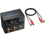 CAMWAY Kahesuunaline Heli 2 1 L&uuml;litiga L&uuml;liti Sobib CD-m&auml;ngijatele ja Arvutitele 2-pordiline L&uuml;liti, 3,5 mm + RCA, Sisendid/1 V&auml;ljund, Sisend/2 must