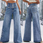 S&uuml;gis Uus Stiil L&otilde;hikuga Denim P&uuml;ksid, K&otilde;rge v&ouml;&ouml;kohaga Retro N&ouml;&ouml;biga Denim Laia s&auml;&auml;rega P&uuml;ksid Naistele XXL sinine