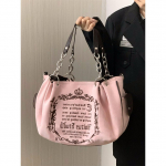 Vintage Letter Y2k K&auml;ekott Naistele Gooti Suure Mahutavusega Vabaaja Crossbody Kott Rahakott Naise Harajuku Esteetika Koti Kott 35cm*26cm*9.5cm roosa