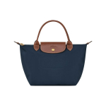 Longchamp Le Pliage Kl&otilde;pskinnitusega Kokkupandav Taaskasutatud L&otilde;uend Nahkkattega &Auml;&auml;risega Kandekott Naiste kandekott Tumesinine L1621089P68 Navy Blue