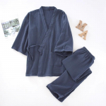 Vabaaja Jaapani Komplekt Puuvillased Pidžaamad Kaheosaline Paarile Yukata L&otilde;tv Meeste Dressipluus Pehme Mugav Hingav Aurusauna Komplekt Kodu M tumehall v&auml;rv