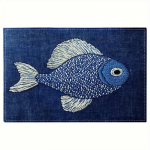 Mereteemalised Kala ja Homaariga Lauamatid Sinise triibulise tikitud disainiga Libisemisvastased s&ouml;&ouml;gilauamatid k&ouml;&ouml;gilaua jaoks Puuvilla-linasegust materjal (as the picture,4PC-32X42cm)