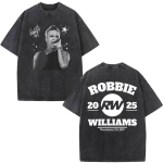 Robbie Williams Live Pw Tour Vintage Pesuga T-s&auml;rk Mehed Naised Suvine O-kaelusega T-s&auml;rgid Mood Harajuku L&uuml;hikeste Varrukatega T-s&auml;rgid M gray