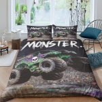 Monster Truck voodipesukomplekt Tekikate Pehme mikrokiust tekikate 3D koomiksi-anime prindiga disainiga lastele, teismelistele, t&auml;iskasvanutele 100x135cm 2pcs