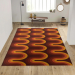 Pruun Groovy Retro 70ndate piirkonnamatt Pruun Oranž Geomeetriline matt Groovy &uuml;hiselamutuba Dekoor Mandariin Kesk-sajandi matt Retro Kodu Dekoor 43X120CM