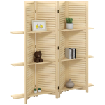 Siseruumide vahesein 4 paneeli 160L x 170K cm 3 riiulit Kokkupandav ruumijagaja Lamelluksed Naturaalne 160 x 170 x 1.9 cm
