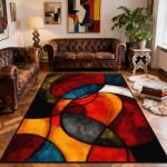 P&otilde;hjamaise abstraktse mustriga luksuslik v&auml;rviline kunstiline vaip elutoa jaoks, kokkupandav, pestav, magamistoa, esiku p&otilde;randamatt, pehme 160cm x 200cm