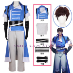 Richter Belmont Cosplay Anime Castlevania Nocturne Kost&uuml;&uuml;m &Uuml;htne Keep &Uuml;laosa P&uuml;ksid Kindad Parukas &Uuml;likond Peo rollim&auml;ngu riietus meestele S blue