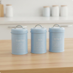 3-osaline k&ouml;&ouml;gikonteinerite komplekt &Otilde;hukindel hoiustamine T&ouml;&ouml;pinna metallkonteinerid kaantega Blue 3-piece SET gray