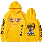 Jaapani Anime S&uuml;gis Uued Hupparid Meestele Akaza Manga Graafiline Streetwear Pullover Huppar Pikkade Varrukatega &Uuml;mmarguse Kaelusega Huppar XS yellow