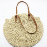 K&auml;sitsi valmistatud kootud &uuml;mmargune naiste &otilde;lakott Bohemian Summer Straw Beach k&auml;ekott 44*42cm beež