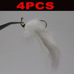4tk Suurus 1/0 Bass Pike Vask Beadhead Fly Fishing Streamers Valge Chartreuse Must