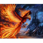 Teemantmaali n&auml;put&ouml;&ouml; T&auml;ielik teemant  Fantasia Undead Fire Phoenix  Tikandid Rhinestones 20X30CM