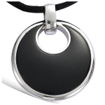 Les Tr&eacute;sors De Lily [G8840] - Pendentif Argent 'Obao' noir argent&eacute; (rhodi&eacute;) - 35 mm must