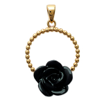 Les Tr&eacute;sors De Lily [J3090] - Pendentif Plaqu&eacute; Or 'Rose Noire' noir dor&eacute; - 17x25 mm must