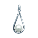Les Tr&eacute;sors De Lily [J6000] - Pendentif Argent 'Perla' blanc argent&eacute; (rhodi&eacute;) - 20x10 mm valge