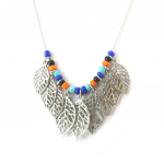 Les Tr&eacute;sors De Lily [N4099] - Collier cr&eacute;ateur 'Navajos' bleu orange argent&eacute; h&otilde;be