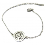 Les Tr&eacute;sors De Lily [P4880] - Bracelet acier 'Arbre de Vie' argent&eacute; - 15 mm h&otilde;be