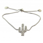 Les Tr&eacute;sors De Lily [P6732] - Bracelet cr&eacute;ateur 'Cactus' blanc argent&eacute; - 20x12 mm valge