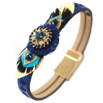 Les Tr&eacute;sors De Lily [Q8774] - Bracelet Cr&eacute;ateur 'Boho' bleu dor&eacute; - 19 cm- 60x20 mm sinine