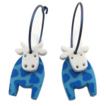 Les Tr&eacute;sors De Lily [Q9729] - Cr&eacute;oles artisanales 'Marionettes' bleu gris (vache) - 18 mm- 20x11 mm sinine