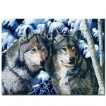 Teemanttikandid Snow Wolf Love Kohandatud teemantmaal Ristpistes t&auml;ispuurpulmadekoratsioon 20X30CM