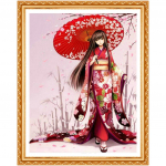 Kimono t&uuml;druk, DIY teemantmaal, joonisfilm ristpistega t&auml;ispuur Teemanttikandid Dekoor Avaleht 20X30CM