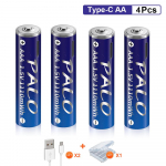 PALO 1,5 V AAA liitium-ioon aku 1110 mWh liitium-pol&uuml;meer USB laetav liitium-USB aku AAA + USB kaabel 4PCS