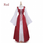 S~5XL suur naiste retro-cosplay-kleit Keskaegne renessansiaegne retrokleit kandilise kraega komplektis v&ouml;&ouml;kohaga Halloweeni pidu S punane