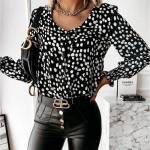 S&uuml;gisvintage pikkade varrukatega pluus naiste vabaaja pluss suuruses n&ouml;&ouml;biga s&auml;rk, naiste t&auml;piprinteriga naiste topid ja pluusid 12256 S must