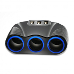 12-24 V 3-suunaline autos&uuml;&uuml;taja pistikupesa jagaja USB laadija toiteadapteri vahetus s&otilde;idukitele ja must