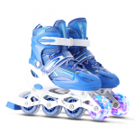 Reguleeritavad valgustavad helendavate ratastega rulluisud lastele ja t&auml;iskasvanutele t&uuml;drukutele ja poistele M sinine