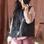 Johnature naiste vintage linased vestid, n&ouml;&ouml;bid, varrukateta taskud, &uuml;hev&auml;rvilised mantlid kevadised Hiina stiilis naiste kvaliteetsed vestid One Size must