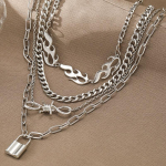 IF ME Steampunk Funky Chunky Chain mitmekihiline Fire Flame Lock kaelakeed ripats meestele naistele Trendikas Dope pikk kaelakee ehted ABSMT00394-DY52552