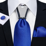 Ametlik valge lipsukomplekt meestele H&otilde;bedane s&otilde;rmus triibuline siidist kootud lipsud, mansetin&ouml;&ouml;bid pulmadeks 7025