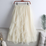 Qoothi ​​suvine pikk maxi seelik naiste FCute k&otilde;rge v&ouml;&ouml;kohaga plisseeritud Kawaii t&uuml;ll seelik v&otilde;rkmarli QT1240 One Size