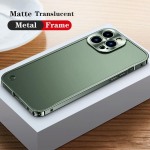 Luksuslik metallist &uuml;mbris iPhone 14 Plus 13 12 Mini 11 Pro Max jaoks koos alumiiniumsulamist kaitserauaga kogu keha kaitsev &otilde;huke matt arvuti taga Telefoni kaas For iPhone 13 Pro Max roheline