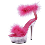 Naise k&otilde;rged kontsad stiletto Seksikas must veekindel platvorm Hate The Sky High karusnahast sandaalid Naistele Suvine 330 seeria 15 cm konts 5 cm platvorm LFD 36