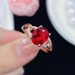 Bella Box Red ovaalse kujuga uus temperament elegantsed avamiss&otilde;rmused naistele tsirkoonist pulmapidu peen ehe kingitus Adjustable Opening roosa punane v&auml;rv