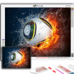 Populaarne 5D isetegemise ristpistes tule- ja veejalgpallimaal t&auml;ispuur-ristpistes k&auml;sit&ouml;&ouml;komplekt Seinakleebis Kodukaunistus Full Round 20X30CM