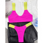 Uus Splicing High Leg Cut Stringi Bikiinid Naiste ujumistrikoo Naiste Ujumisriided Kaheosaline bikiinikomplekt Supelkost&uuml;&uuml;m Ujumiskost&uuml;&uuml;m S roosa