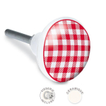 Les Tr&eacute;sors De Lily [A2527] - Keraamiline m&ouml;&ouml;bli nupp 'Vichy tiles' punane valge - 65x35 mm punane