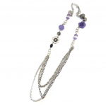 Les Tr&eacute;sors De Lily [R7751] - Disainer pikk kaelakee 'Flora' h&otilde;bedane lilla - 100 cm - 3 cm lilla