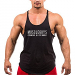 Muscleguysi meeste kulturismi Fitness Y-kujuline vest avar hingav higi neelav varrukateta T-s&auml;rk M must