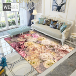 3D-roosa ja lilla lillevaip elu- ja magamistuppa 120x180cm 1pcs