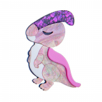 Blucome armsa stiiliga naiste pross akr&uuml;&uuml;l materjal roosa dinosauruse kujuga naiste pross armas stiilis t&uuml;drukute ehted kottidel riided lilla