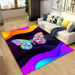 3D v&auml;rviline liblikalillede ala vaip, vaibavaip elutoa diivanijooga jaoks, k&ouml;&ouml;gi-vannitoa uksematt, libisemiskindel p&otilde;randamatt 40x60cm