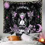 Skull Lillevaibad Sein Haning Trippy Art Mushroom Skeleton Gooti Kodukaunistus Aed Esteetilised seinavaibad Magamistoa teki jaoks 95x73cm