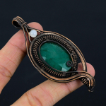 Emerald, kuukivi v&auml;&auml;riskivi Puhas vasktraadiga m&auml;hitud disaineri k&auml;sitsi valmistatud ripatsehte kingitus talle 3.54 Inches roheline
